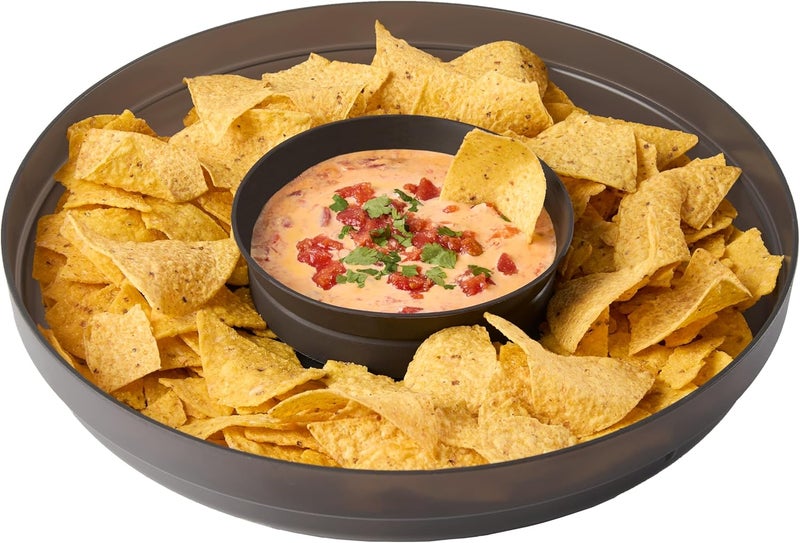 Made Smart Chip N Dip Dipware Bowl, 2-Piece Serving Set with Stackable & Removable Dip Bowl, Durable Plastic Chip Tray for Entertaining, Tabletop Snack Server, Carbon - Image 1